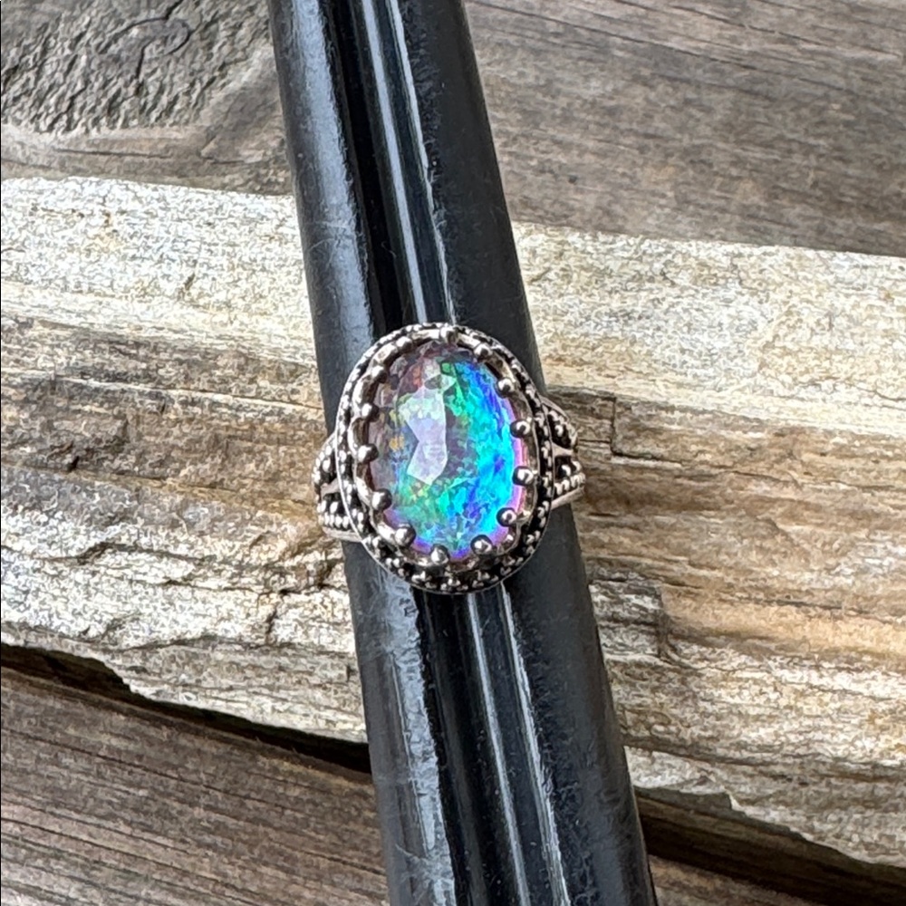 Sajen Sterling Silver Ring with Opal Glass - Picture 6 of 6